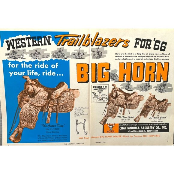 Chattanooga Saddlery Vintage Print Ad 1960s Big Horn Saddles Western Horse - Picture 7 of 7